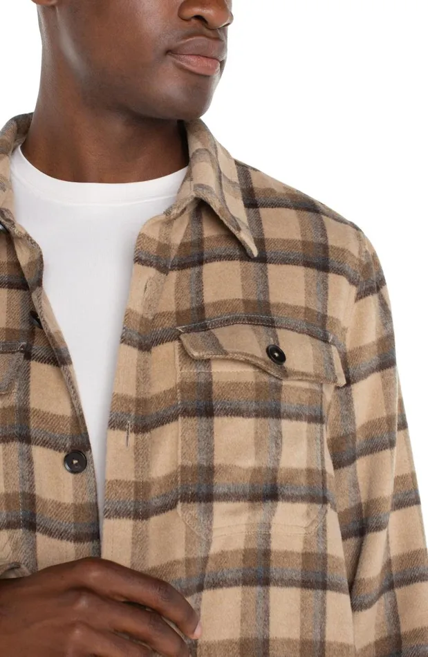 Liverpool Los Angeles Jackets and Blazers SHIRT JACKET Tan Brown Multi 8211 Mens