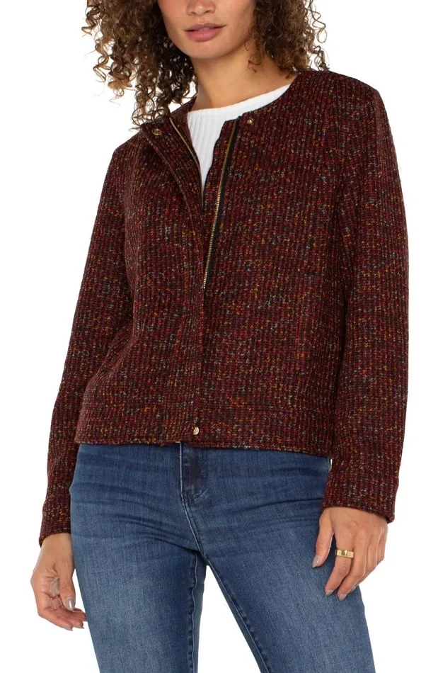 Liverpool Los Angeles Jackets COLLARLESS ZIP UP JACKET Bordeaux Multi 8211 Womens