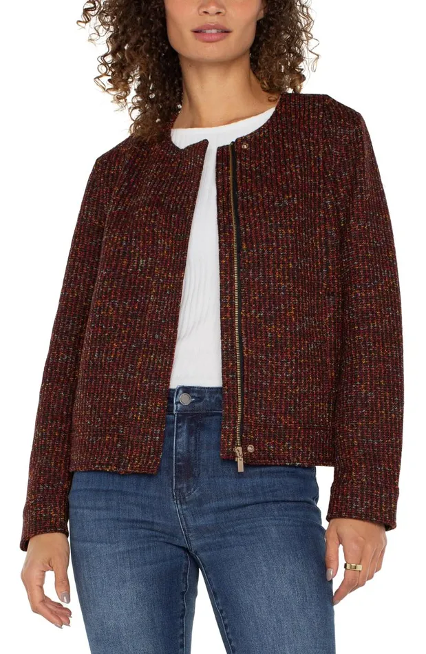 Liverpool Los Angeles Jackets COLLARLESS ZIP UP JACKET Bordeaux Multi 8211 Womens