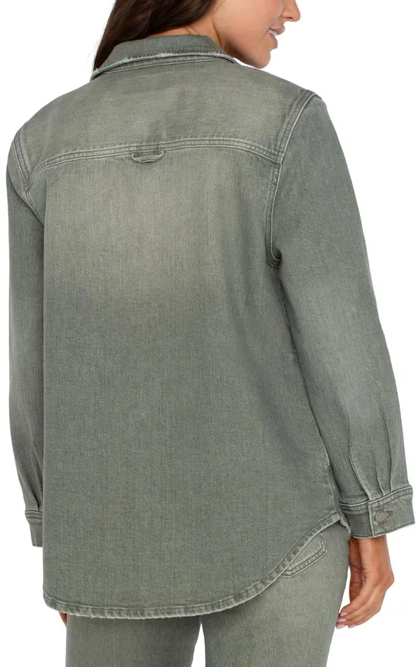 Liverpool Los Angeles Jackets OVERSHIRT WITH TAIL HEM Vintage Green 8211 Womens