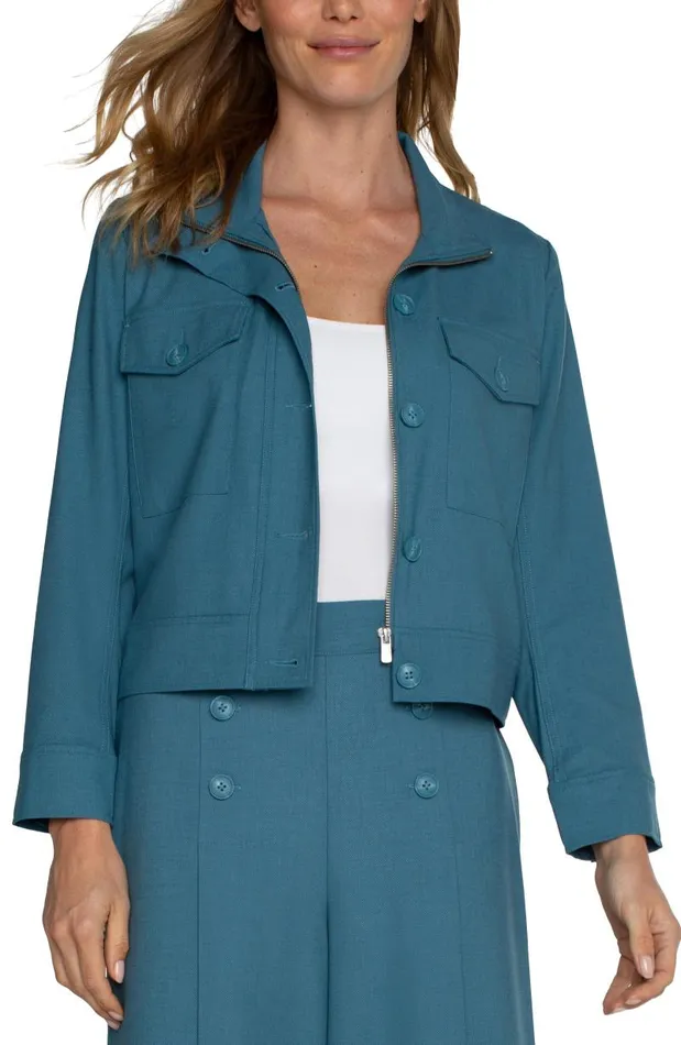 Liverpool Los Angeles Jackets UTILITY CROP JACKET Ocean Blue 8211 Womens