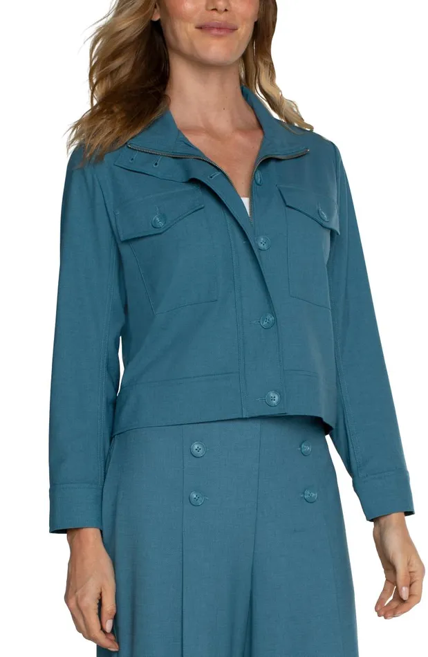 Liverpool Los Angeles Jackets UTILITY CROP JACKET Ocean Blue 8211 Womens