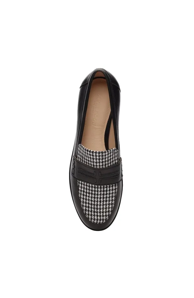 Liverpool Los Angeles Loafers BALDWIN LEATHER SLIP ON LOAFER Black White Houndstooth 8211 Womens