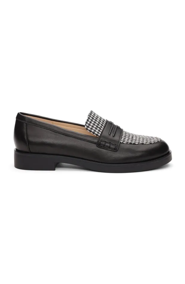 Liverpool Los Angeles Loafers BALDWIN LEATHER SLIP ON LOAFER Black White Houndstooth 8211 Womens