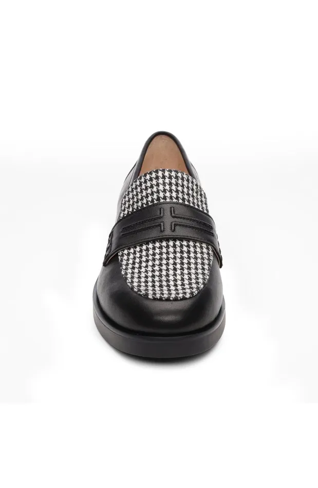 Liverpool Los Angeles Loafers BALDWIN LEATHER SLIP ON LOAFER Black White Houndstooth 8211 Womens