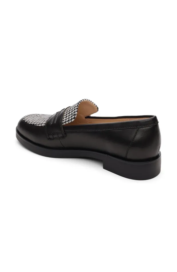 Liverpool Los Angeles Loafers BALDWIN LEATHER SLIP ON LOAFER Black White Houndstooth 8211 Womens