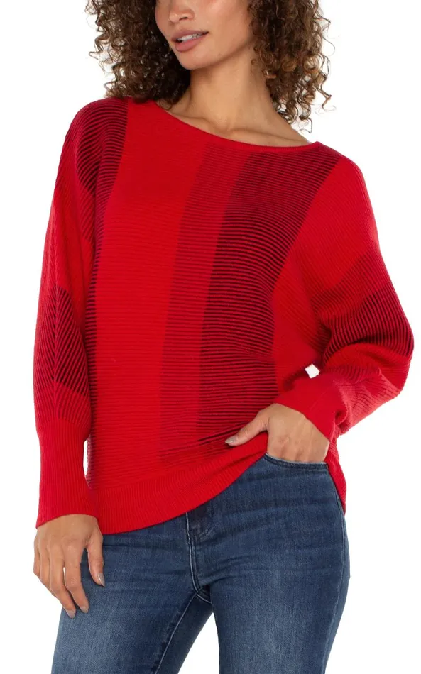 Liverpool Los Angeles Sweaters BOAT NECK DOLMAN SWEATER Tango Red Multi 8211 Womens