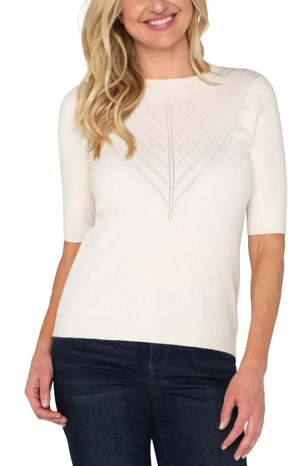 Liverpool Los Angeles Sweaters ELBOW SLEEVE CREW NECK SWEATER Vintage White 8211 Womens Liverpool Los Angeles Sweaters ELBOW SLEEVE CREW NECK SWEATER Vintage White 8211 Womens