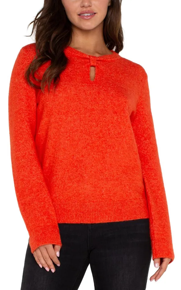 Liverpool Los Angeles Sweaters LONG SLEEVE CUT OUT BOW NECK SWEATER Orange 8211 Womens
