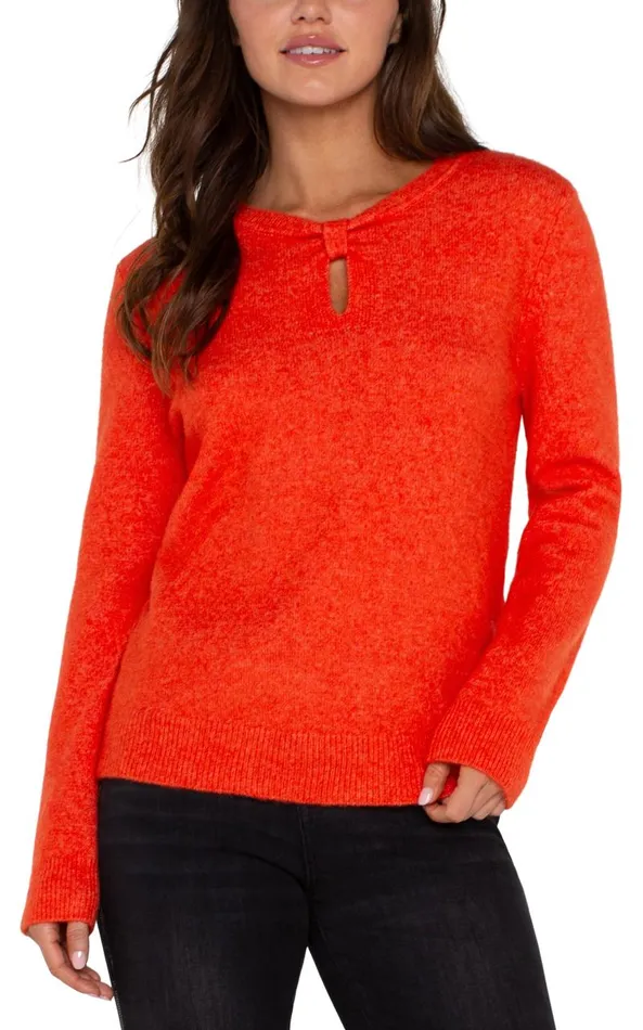Liverpool Los Angeles Sweaters LONG SLEEVE CUT OUT BOW NECK SWEATER Orange 8211 Womens