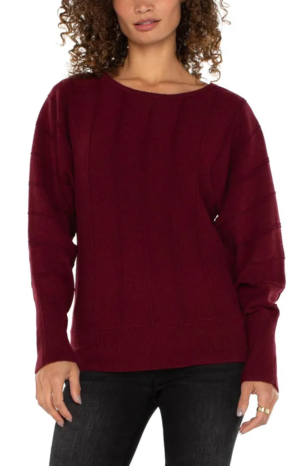 Liverpool Los Angeles Sweaters LONG SLEEVE DOLMAN SWEATER WITH STRIPE Dark Pinot Noir 8211 Womens Liverpool Los Angeles Sweaters LONG SLEEVE DOLMAN SWEATER WITH STRIPE Dark Pinot Noir 8211 Womens