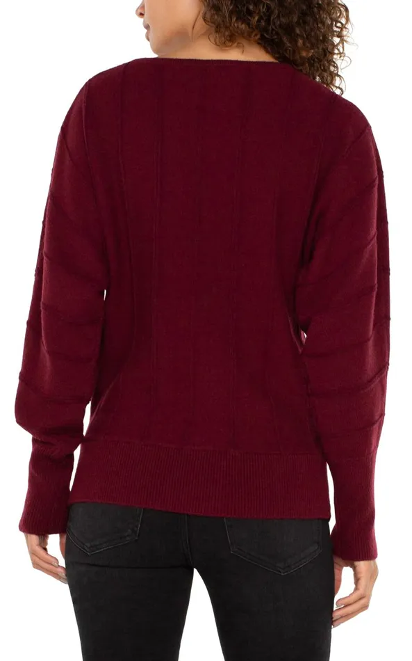 Liverpool Los Angeles Sweaters LONG SLEEVE DOLMAN SWEATER WITH STRIPE Dark Pinot Noir 8211 Womens