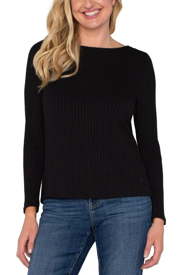 Liverpool Los Angeles Tees LONG SLEEVE BOAT NECK KNIT TOP Black 8211 Womens