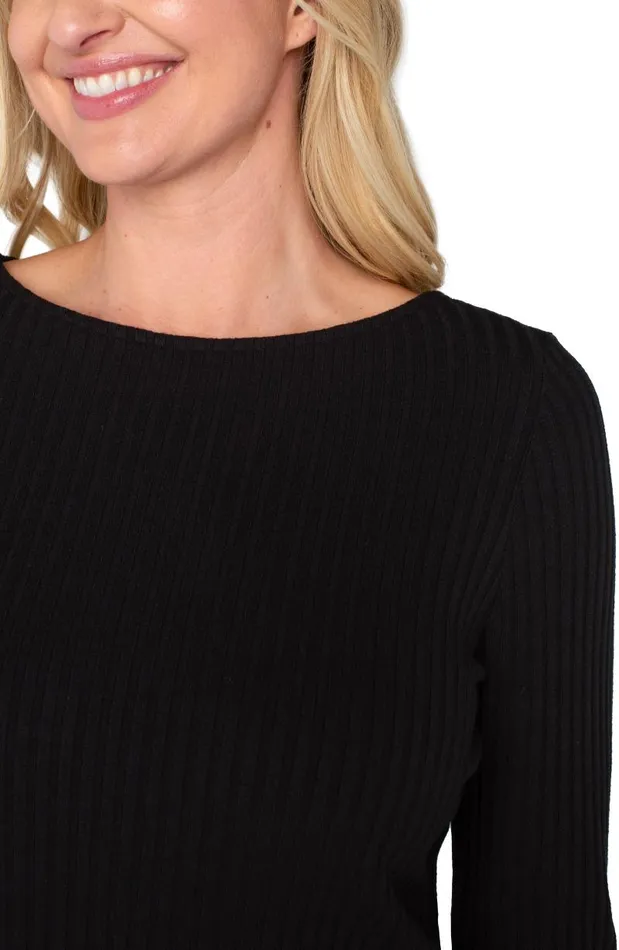 Liverpool Los Angeles Tees LONG SLEEVE BOAT NECK KNIT TOP Black 8211 Womens