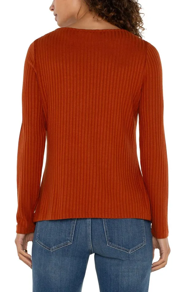 Liverpool Los Angeles Tees LONG SLEEVE BOAT NECK KNIT TOP Cedar 8211 Womens