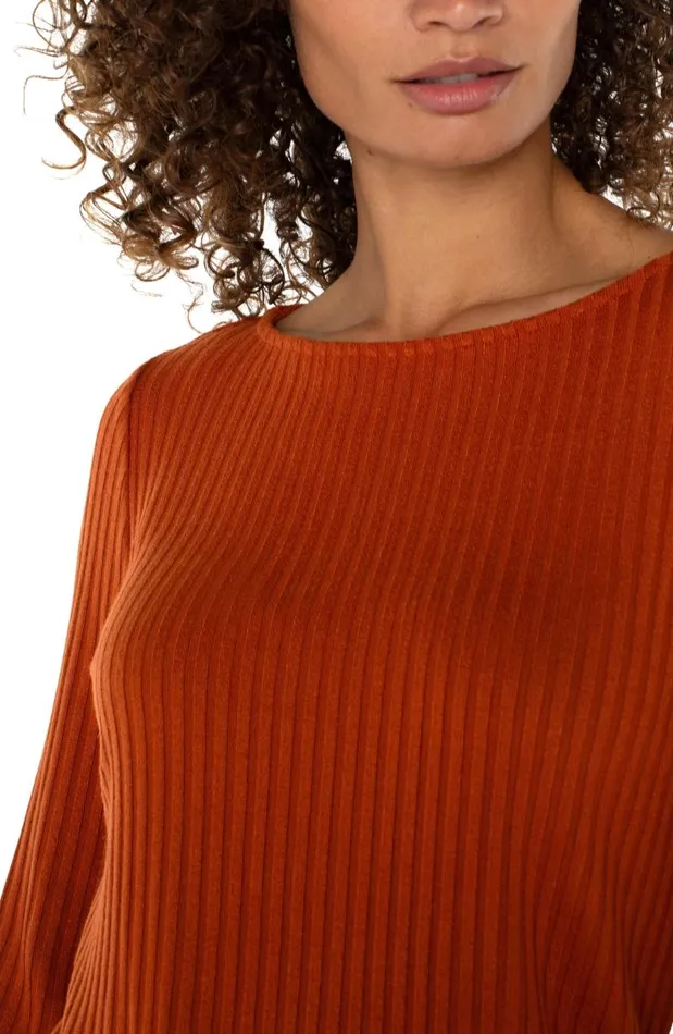 Liverpool Los Angeles Tees LONG SLEEVE BOAT NECK KNIT TOP Cedar 8211 Womens