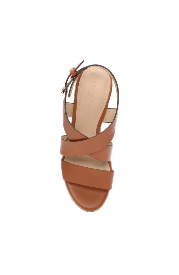 Liverpool Los Angeles Wedges and Espadrilles HILLS ANKLE STRAP PLATFORM WEDGE Luggage 8211 Womens