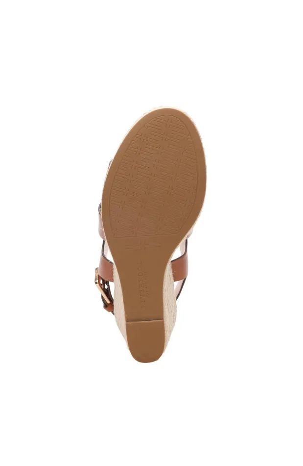 Liverpool Los Angeles Wedges and Espadrilles HILLS ANKLE STRAP PLATFORM WEDGE Luggage 8211 Womens