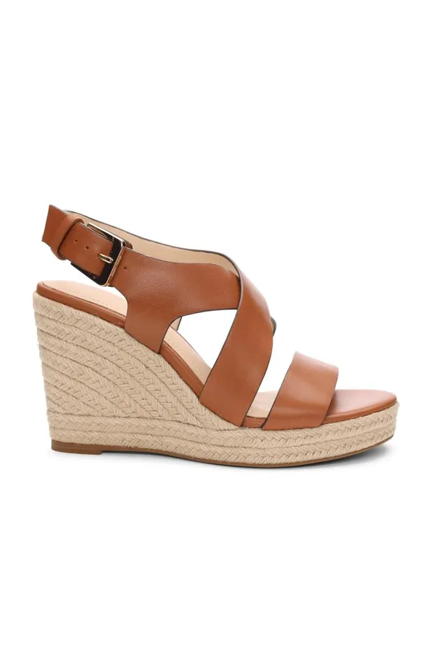 Liverpool Los Angeles Wedges and Espadrilles HILLS ANKLE STRAP PLATFORM WEDGE Luggage 8211 Womens