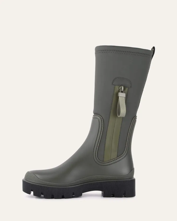LONG BOOTS Mink calf boots khaki rubber jomercer Women LONG BOOTS Mink calf boots khaki rubber jomercer Women