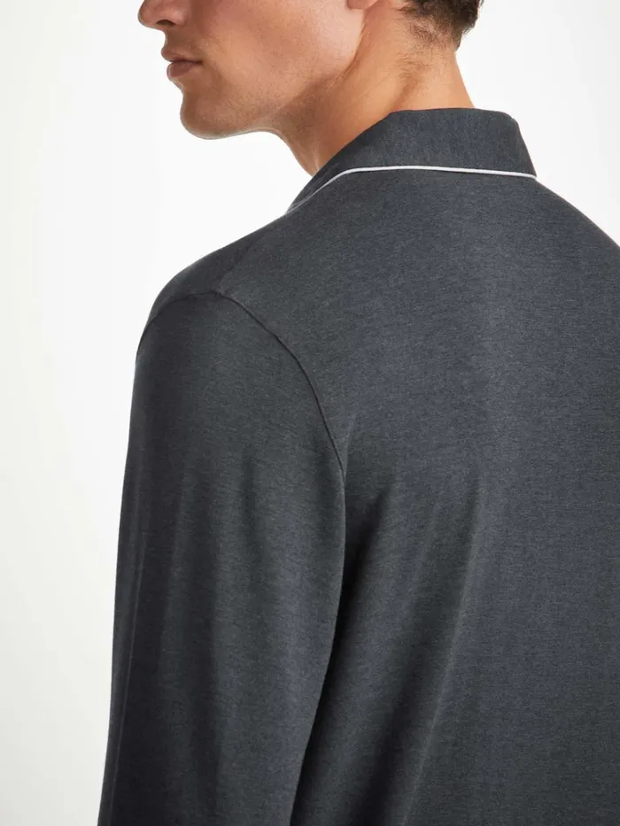 Long Pajamas Men Derek Rose Modern Fit Pajamas Marlowe Micro Modal Stretch Anthracite
