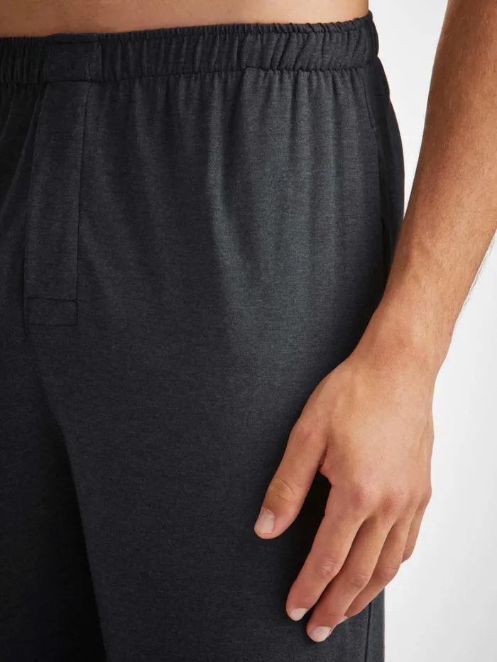 Long Pajamas Men Derek Rose Modern Fit Pajamas Marlowe Micro Modal Stretch Anthracite