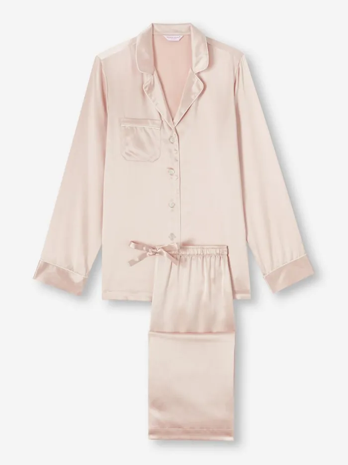Long Pajamas Women Derek Rose Pajamas Bailey Silk Satin Champagne