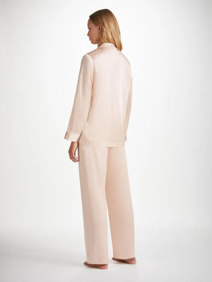 Long Pajamas Women Derek Rose Pajamas Bailey Silk Satin Champagne