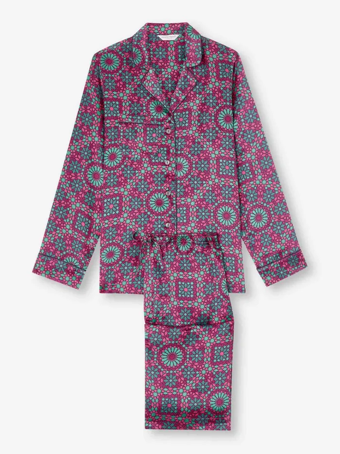 Long Pajamas Women Derek Rose Pajamas Brindisi 98 Silk Satin Pink
