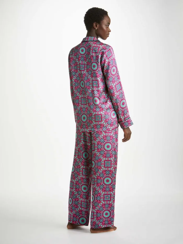 Long Pajamas Women Derek Rose Pajamas Brindisi 98 Silk Satin Pink