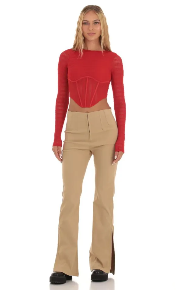 Long Sleeve Corset Top Red Women LUCY IN THE SKY Tops Long Sleeve Corset Top Red Women LUCY IN THE SKY Tops