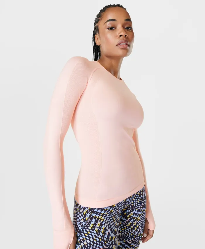 Long Sleeve Tops Athlete Seamless Gym Long Sleeve Top Sorbet Pink 8211 Sweaty Betty Women