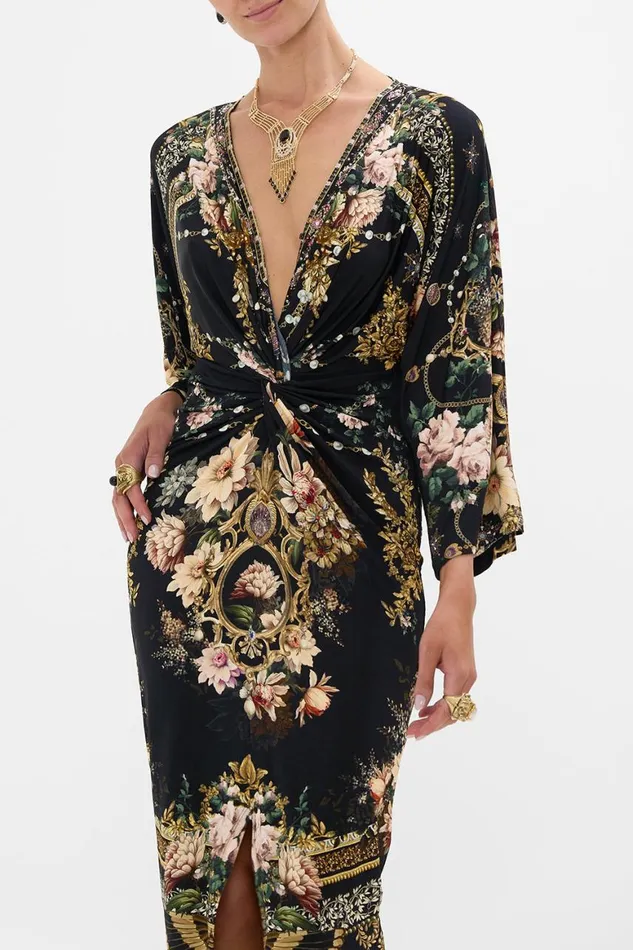 LONG SPLIT FRONT TWIST DRESS DYNASTY DAZE Dynasty Daze Womens Camilla Dresses