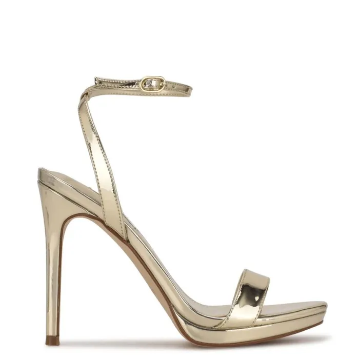 Loola Ankle Strap Sandals Platino Women Nine West Heels