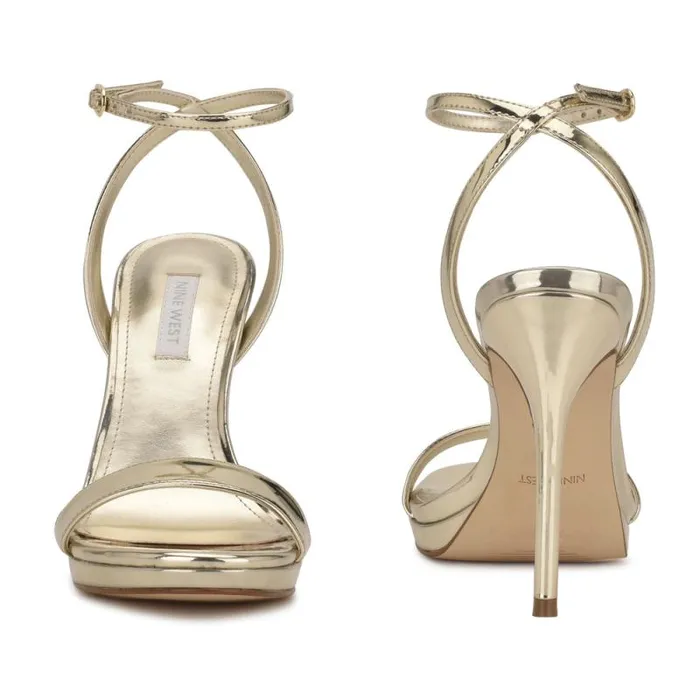 Loola Ankle Strap Sandals Platino Women Nine West Heels Loola Ankle Strap Sandals Platino Women Nine West Heels