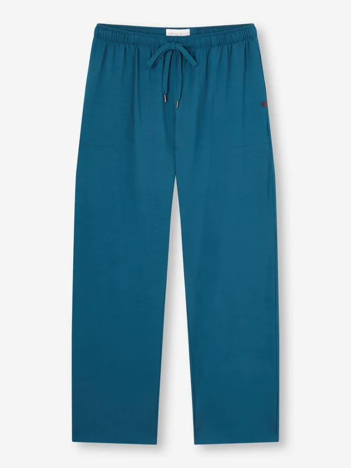 Lounge Pants Men Derek Rose Lounge Pants Basel Micro Modal Stretch Poseidon Blue