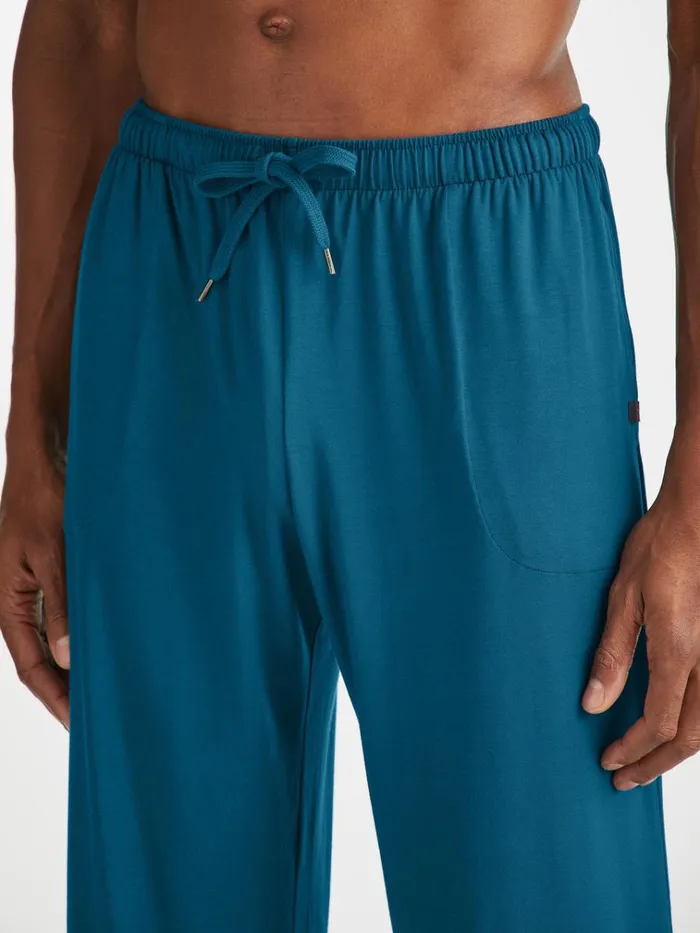 Lounge Pants Men Derek Rose Lounge Pants Basel Micro Modal Stretch Poseidon Blue