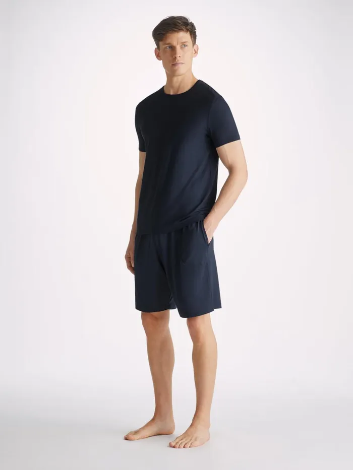 Lounge Shorts Men Derek Rose Lounge Shorts Basel Micro Modal Stretch Navy