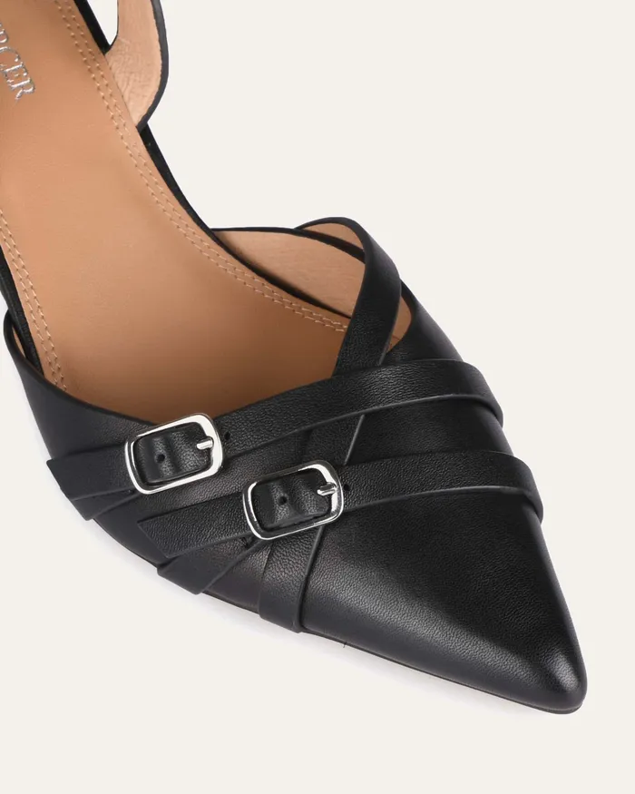 LOW HEELS Coby low heels black leather jomercer Women LOW HEELS Coby low heels black leather jomercer Women