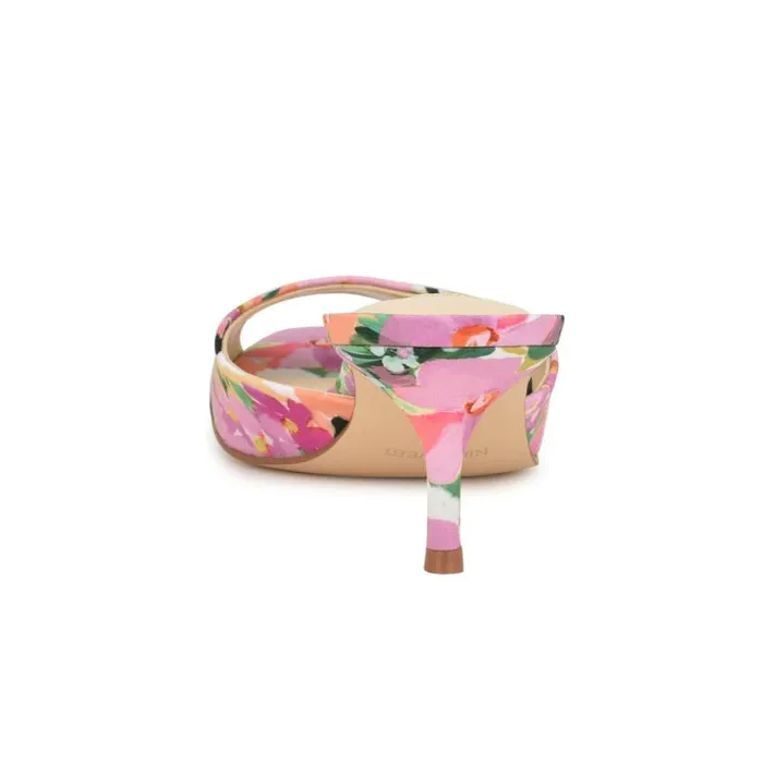 Luvlie Heeled Slide Sandals Pink Floral Women Nine West Heels Luvlie Heeled Slide Sandals Pink Floral Women Nine West Heels