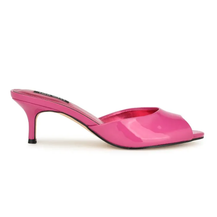 Luvlie Heeled Slide Sandals Pink Patent Women Nine West Heels