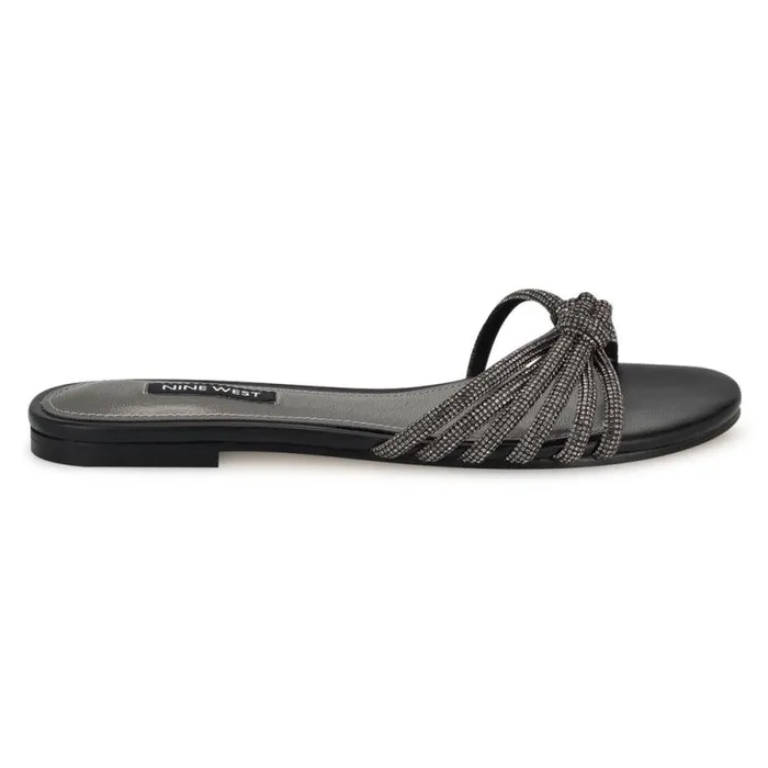 Luxury Flat Slide Sandals Black Women Nine West Sandals
