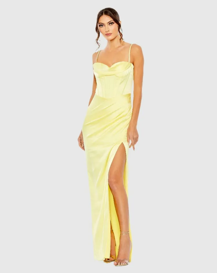 Mac Duggal Evening Gowns Women Bustier Side Ruched Bodycon Gown Burnt Orange Mac Duggal Evening Gowns Women Bustier Side Ruched Bodycon Gown Burnt Orange