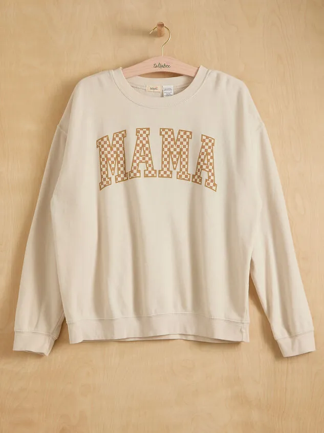 Mama Checkered Graphic Crewneck Eggnog Women Altar039d State Mama