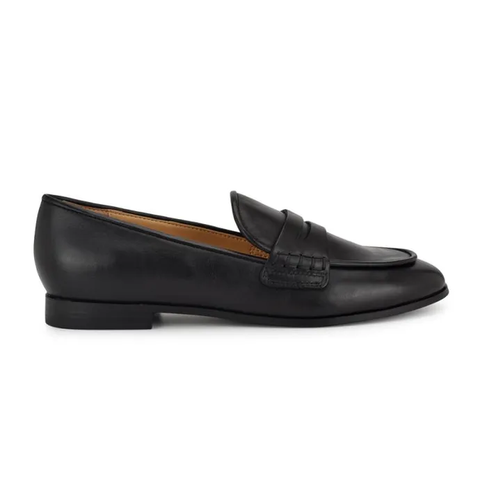 Manner Casual Loafers Black Leather Women Nine West Flats