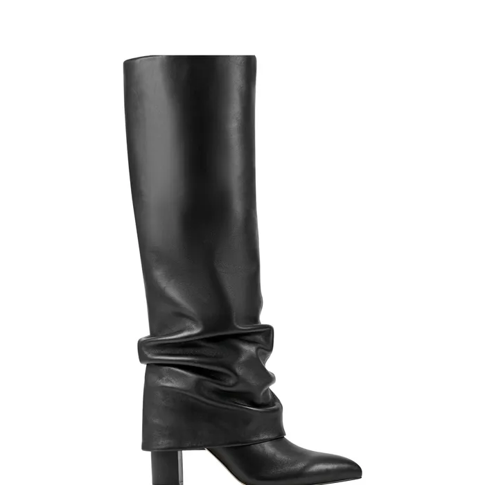 Marc Fisher Lalita Foldover Dress Boot Black Leather Women Dress Boots