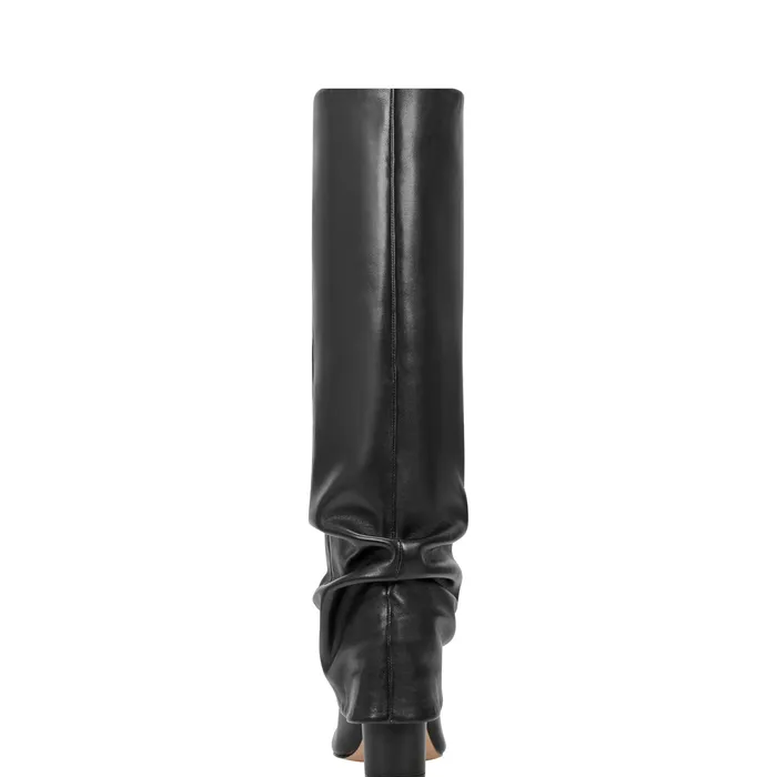 Marc Fisher Lalita Foldover Dress Boot Black Leather Women Dress Boots