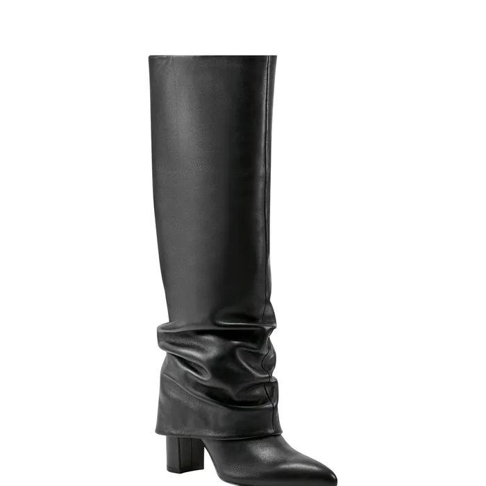 Marc Fisher Lalita Foldover Dress Boot Black Leather Women Dress Boots