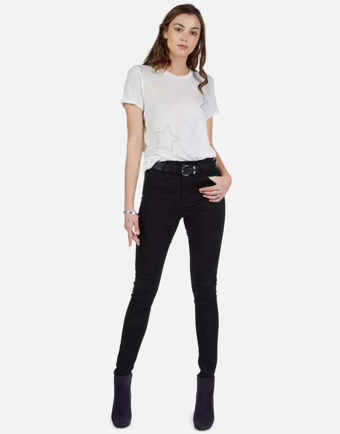 Marina Color Star Embroidery Milk Women Lauren Moshi Short Sleeve