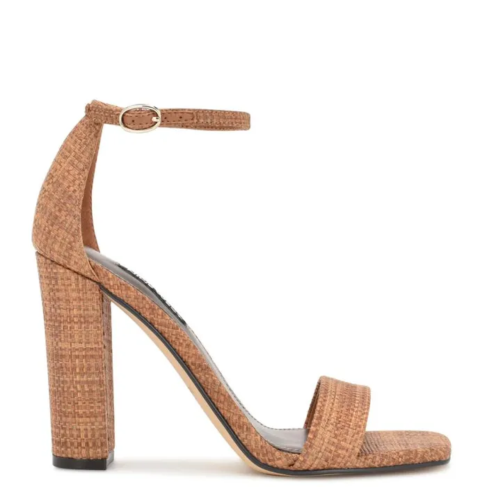 Marrie Ankle Strap Sandals Brown Raffia Women Nine West Sandals